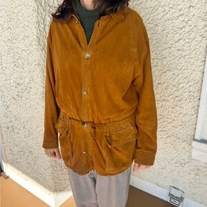 VTG V2 by Versace Carmel Brown Suede Button Down Jacket szL